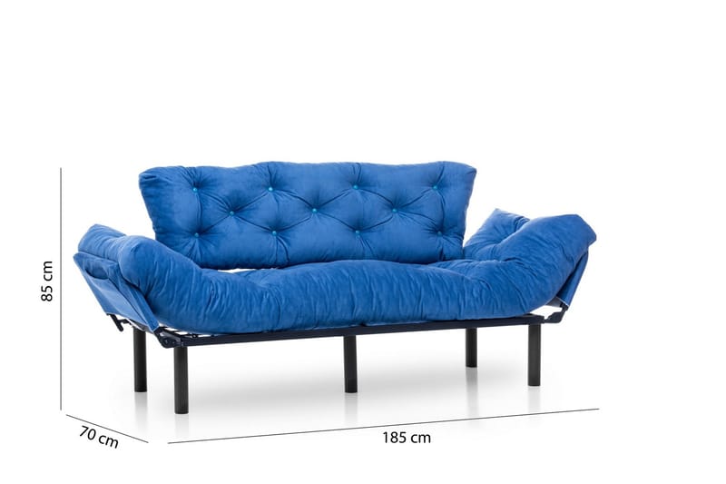 Mezonzo 3-seter Sovesofa Utfellbar 70x225 cm i Stoff - Blå - Møbler - Sofaer - Sovesofaer - 3 seters sovesofa