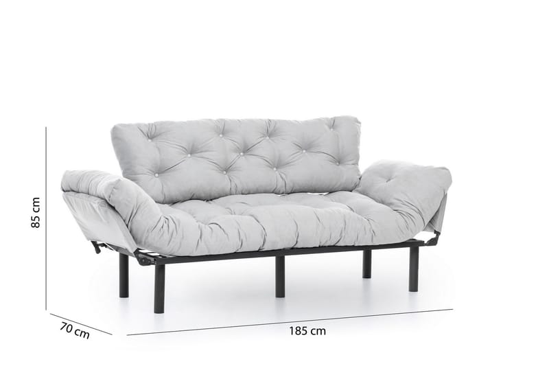 Mezonzo 3-seter Sovesofa Utfellbar 70x225 cm i Stoff - Grå - Møbler - Sofaer - Sovesofaer - 3 seters sovesofa