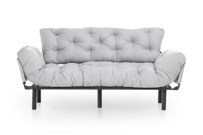 Mezonzo 3-seter Sovesofa Utfellbar 70x225 cm i Stoff, Grå