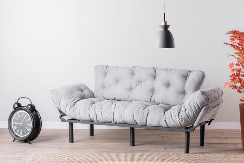 Mezonzo 3-seter Sovesofa Utfellbar 70x225 cm i Stoff - Grå - Møbler - Sofaer - Sovesofaer - 3 seters sovesofa