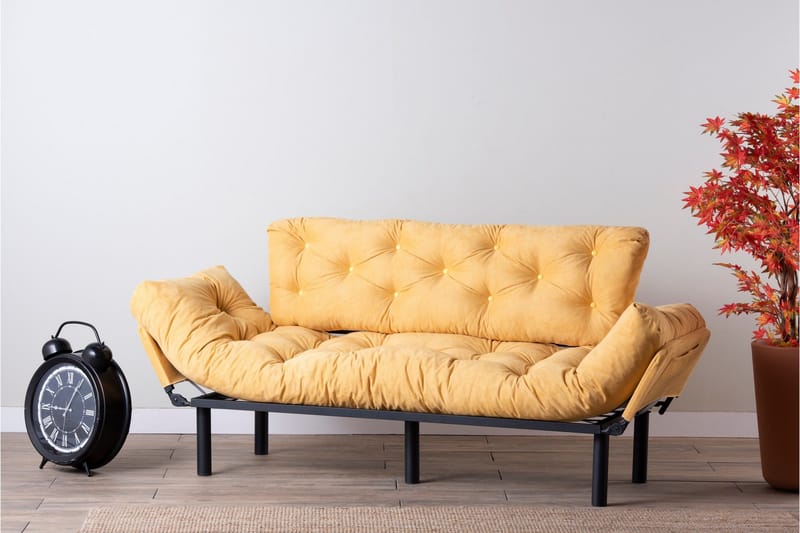 Mezonzo 3-seter Sovesofa Utfellbar 70x225 cm i Stoff - Gul - Møbler - Sofaer - Sovesofaer - 3 seters sovesofa