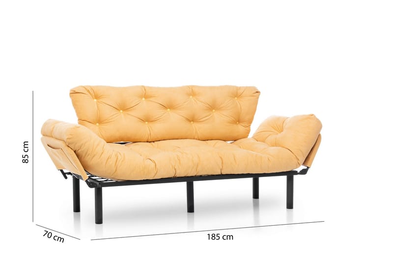 Mezonzo 3-seter Sovesofa Utfellbar 70x225 cm i Stoff - Gul - Møbler - Sofaer - Sovesofaer - 3 seters sovesofa