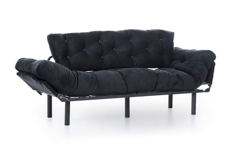 Mezonzo 3-seter Sovesofa Utfellbar 70x225 cm i Stoff - Svart - Møbler - Sofaer - Sovesofaer - 3 seters sovesofa