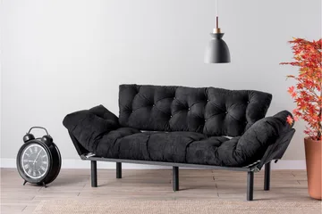 Mezonzo 3-seter Sovesofa Utfellbar 70x225 cm i Stoff - Svart - Møbler - Sofaer - Sovesofaer - 3 seters sovesofa