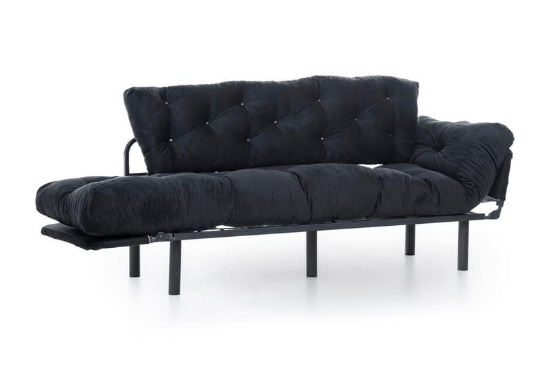 Mezonzo 3-seter Sovesofa Utfellbar 70x225 cm i Stoff - Svart - Møbler - Sofaer - Sovesofaer - 3 seters sovesofa