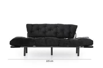 Mezonzo 3-seter Sovesofa Utfellbar 70x225 cm i Stoff - Svart - Møbler - Sofaer - Sovesofaer - 3 seters sovesofa