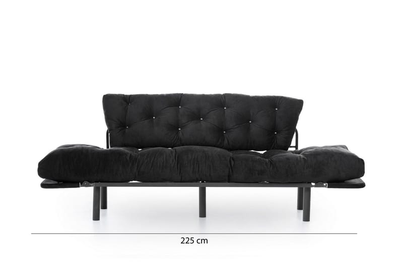 Mezonzo 3-seter Sovesofa Utfellbar 70x225 cm i Stoff - Svart - Møbler - Sofaer - Sovesofaer - 3 seters sovesofa