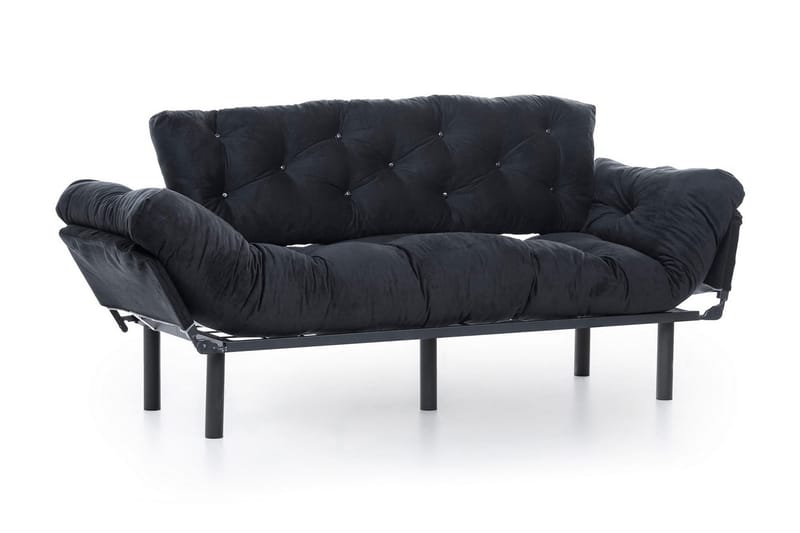 Mezonzo 3-seter Sovesofa Utfellbar 70x225 cm i Stoff - Svart - Møbler - Sofaer - Sovesofaer - 3 seters sovesofa