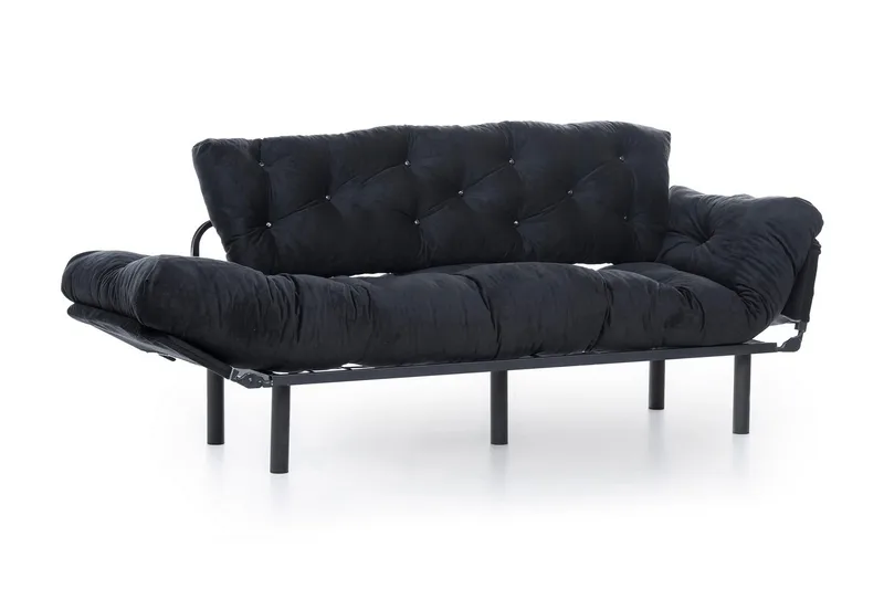Mezonzo 3-seter Sovesofa Utfellbar 70x225 cm i Stoff - Svart - Møbler - Sofaer - Sovesofaer - 3 seters sovesofa