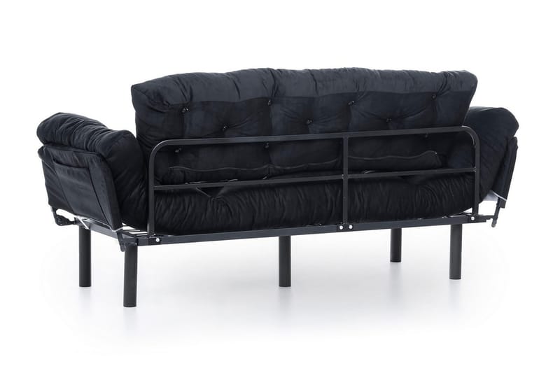 Mezonzo 3-seter Sovesofa Utfellbar 70x225 cm i Stoff - Svart - Møbler - Sofaer - Sovesofaer - 3 seters sovesofa