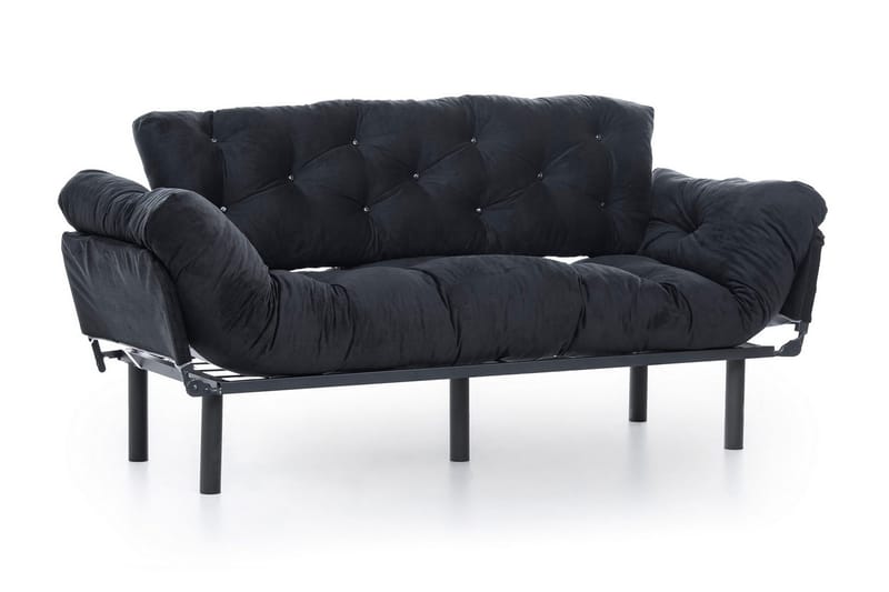 Mezonzo 3-seter Sovesofa Utfellbar 70x225 cm i Stoff - Svart - Møbler - Sofaer - Sovesofaer - 3 seters sovesofa