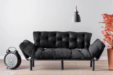 Mezonzo 3-seter Sovesofa Utfellbar 70x225 cm i Stoff - Svart - Møbler - Sofaer - Sovesofaer - 3 seters sovesofa
