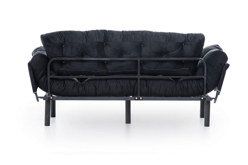 Mezonzo 3-seter Sovesofa Utfellbar 70x225 cm i Stoff - Svart - Møbler - Sofaer - Sovesofaer - 3 seters sovesofa