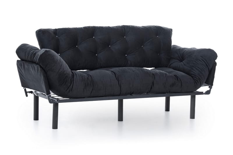 Mezonzo 3-seter Sovesofa Utfellbar 70x225 cm i Stoff - Svart - Møbler - Sofaer - Sovesofaer - 3 seters sovesofa
