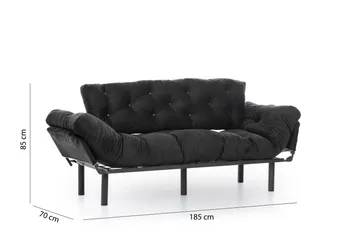 Mezonzo 3-seter Sovesofa Utfellbar 70x225 cm i Stoff - Svart - Møbler - Sofaer - Sovesofaer - 3 seters sovesofa