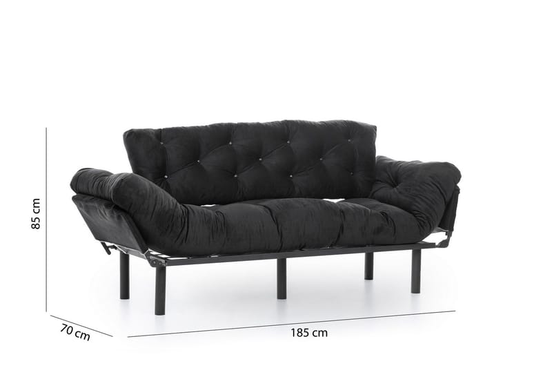 Mezonzo 3-seter Sovesofa Utfellbar 70x225 cm i Stoff - Svart - Møbler - Sofaer - Sovesofaer - 3 seters sovesofa