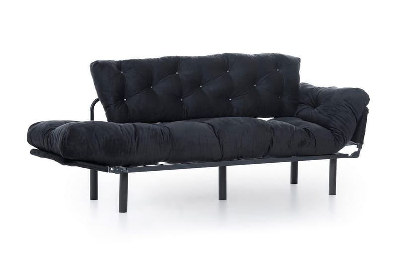 Mezonzo 3-seter Sovesofa Utfellbar 70x225 cm i Stoff - Svart - Møbler - Sofaer - Sovesofaer - 3 seters sovesofa