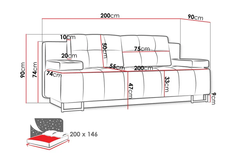 Morenia 3-seter Sovesofa - Brun - Møbler - Sofaer - Sovesofaer - 3 seters sovesofa