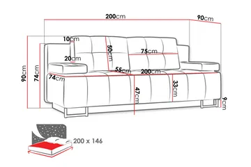 Morenia 3-seter Sovesofa - Grå - Møbler - Sofaer - Sovesofaer - 3 seters sovesofa