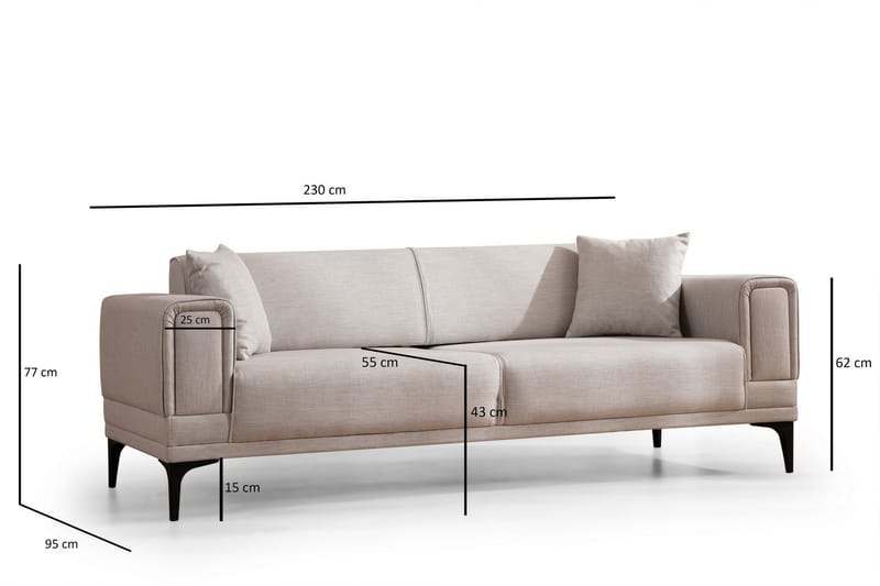 Naoko 3-seter Sovesofa - Beige - Møbler - Sofaer - Sovesofaer - 3 seters sovesofa
