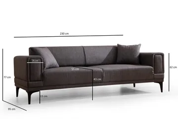 Naoko 3-seter Sovesofa - Mørkegrå - Møbler - Sofaer - Sovesofaer - 3 seters sovesofa
