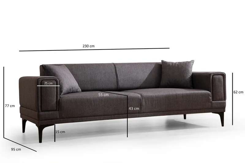 Naoko 3-seter Sovesofa - Mørkegrå - Møbler - Sofaer - Sovesofaer - 3 seters sovesofa