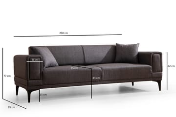Naoko 3-seter Sovesofa - Mørkegrå - Møbler - Sofaer - Sovesofaer - 3 seters sovesofa