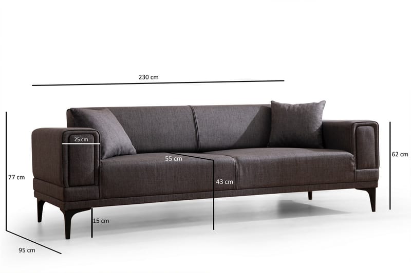 Naoko 3-seter Sovesofa - Mørkegrå - Møbler - Sofaer - Sovesofaer - 3 seters sovesofa