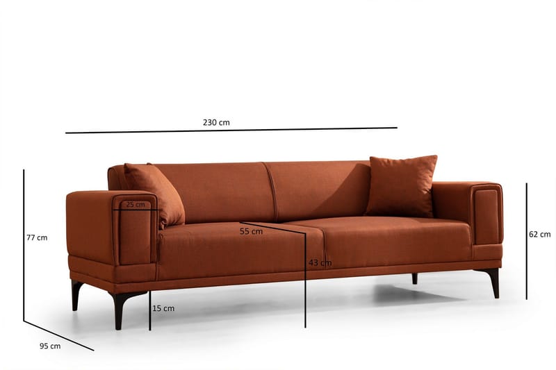 Naoko 3-seter Sovesofa - Rød - Møbler - Sofaer - Sovesofaer - 3 seters sovesofa