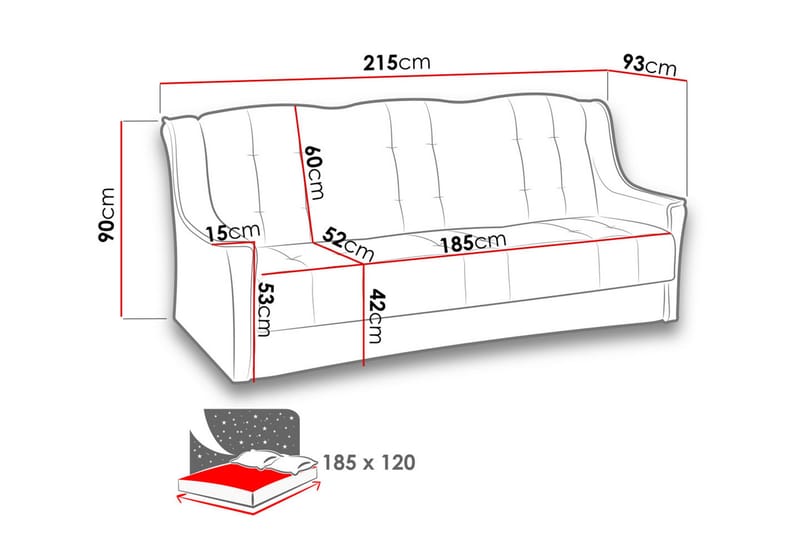 Niagara Sofa - Svart/Grå - Møbler - Sofaer - Sovesofaer - 3 seters sovesofa