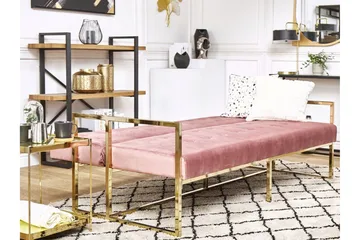 Ordsbo 3-seter Sovesofa - Fløyel / Rosa - Møbler - Sofaer - Sovesofaer - 3 seters sovesofa