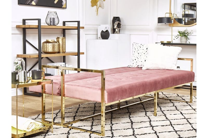 Ordsbo 3-seter Sovesofa - Fløyel / Rosa - Møbler - Sofaer - Sovesofaer - 3 seters sovesofa