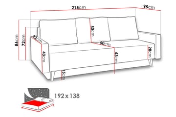 Oviedo 3-seter Sovesofa med Oppbevaring 95x215 cm i Stoff - Grå - Møbler - Sofaer - Sovesofaer - 3 seters sovesofa