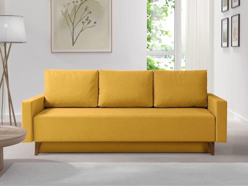 3-seters sovesofa OVIEDO Verita 53 - Gul - Møbler - Sofaer - Sovesofaer - 3 seters sovesofa