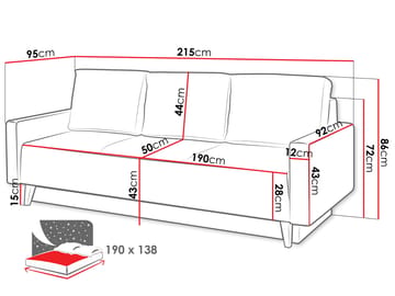 3-seters sovesofa OVIEDO Verita 53 - Gul - Møbler - Sofaer - Sovesofaer - 3 seters sovesofa