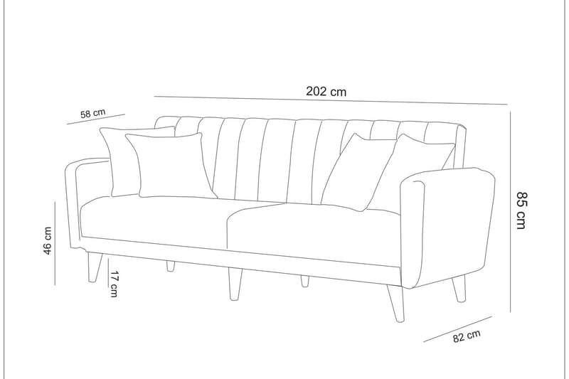 Pattyn Sovesofa 3-seter - Beige - Møbler - Sofaer - Sovesofaer - 3 seters sovesofa