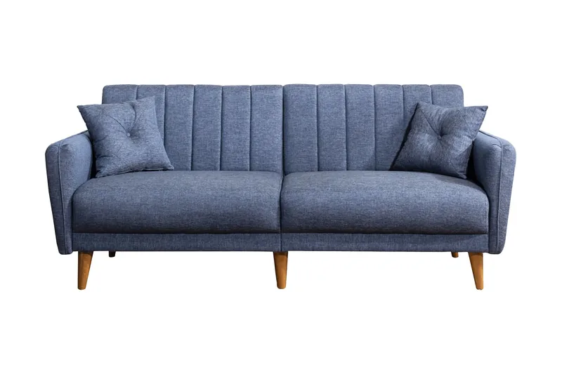 Pattyn Sovesofa i Stoff med Trebein, Blå