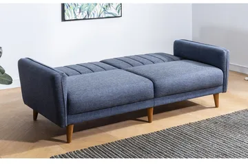 Pattyn Sovesofa i Stoff med Trebein - Blå - Møbler - Sofaer - Sovesofaer - 3 seters sovesofa