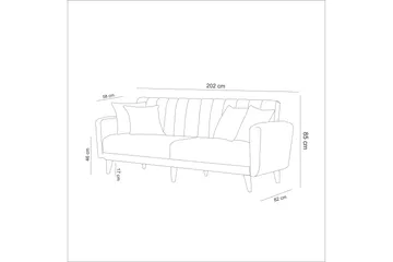Pattyn Sovesofa i Stoff med Trebein - Blå - Møbler - Sofaer - Sovesofaer - 3 seters sovesofa