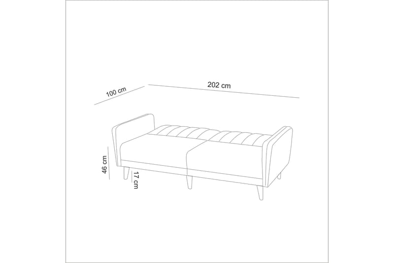 Pattyn Sovesofa i Stoff med Trebein - Blå - Møbler - Sofaer - Sovesofaer - 3 seters sovesofa