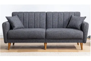 Pattyn Sovesofa i Stoff med Trebein - Grå - Møbler - Sofaer - Sovesofaer - 3 seters sovesofa