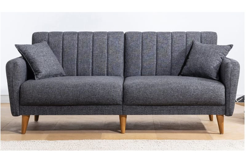 Pattyn Sovesofa i Stoff med Trebein - Grå - Møbler - Sofaer - Sovesofaer - 3 seters sovesofa