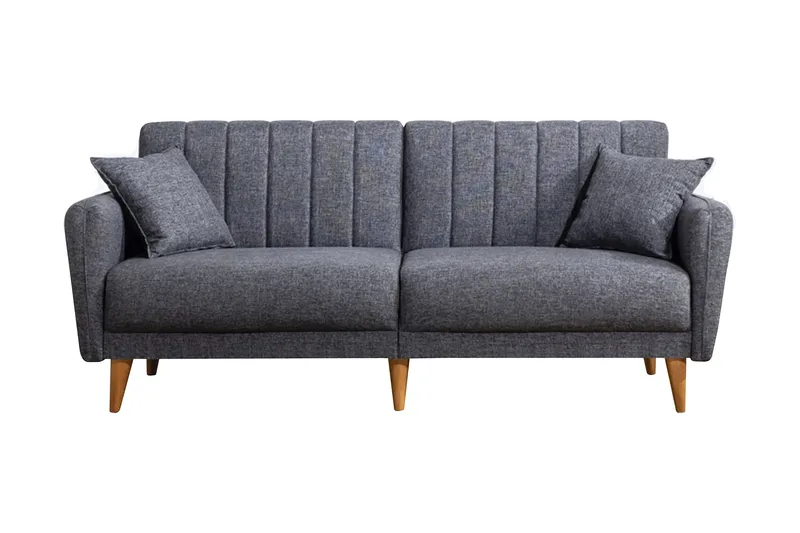 Pattyn Sovesofa i Stoff med Trebein, Grå