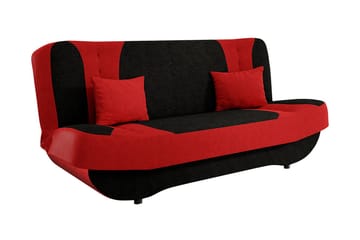 Pinto 3-seter Rektangulær Sovesofa i Stoff - Rød|Svart - Møbler - Sofaer - Sovesofaer - 3 seters sovesofa