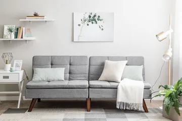 Ronne 2-seter Sengbar Rektangulær Sovesofa i Stoff med Trebein - Grå - Møbler - Sofaer - Sovesofaer - 3 seters sovesofa