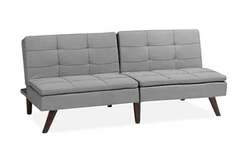 Ronne 2-seter Sengbar Rektangulær Sovesofa i Stoff med Trebein - Grå - Møbler - Sofaer - Sovesofaer - 3 seters sovesofa