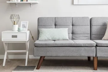 Ronne 2-seter Sengbar Rektangulær Sovesofa i Stoff med Trebein - Grå - Møbler - Sofaer - Sovesofaer - 3 seters sovesofa