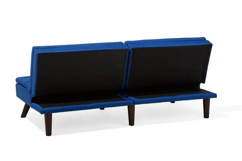 Ronne 2-seter Utfellbar Rektangulær Sovesofa i Stoff med Trebein - Blå - Møbler - Sofaer - Sovesofaer - 3 seters sovesofa