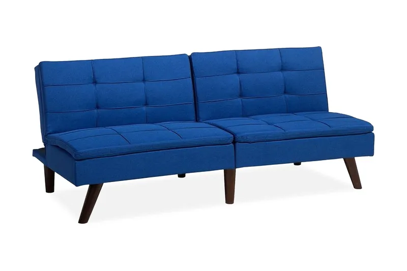 Ronne 2-seter Utfellbar Rektangulær Sovesofa i Stoff med Trebein, Blå