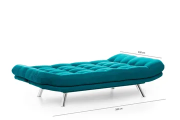Sandee 3-seter Sovesofa 130x200 cm i Stoff - Petrolblå - Møbler - Sofaer - Sovesofaer - 3 seters sovesofa